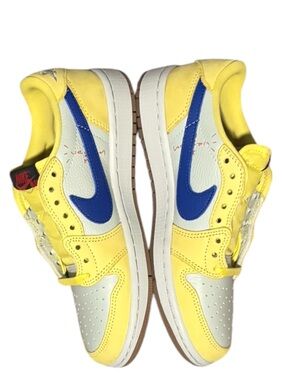 Travis Scott Jordan 1 Low Canary Yellow Blue DZ4137-700 Women Size 5.5